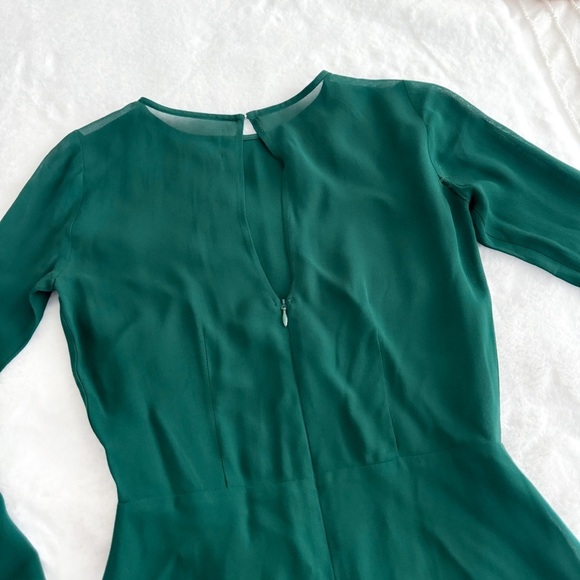 Reformation Mayra Mini Dress Emerald Green Long Sheer Sleeves - Picture 8 of 13